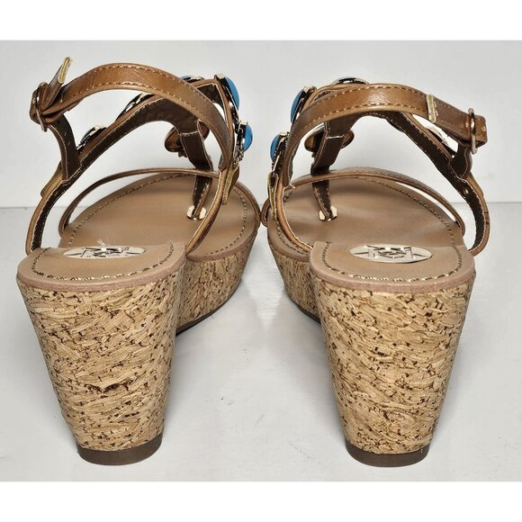 PRIMADONNA COLLECTION WOMEN SANDALS SIZE EURO 36 TAN TURQUOISE BEADING NEW - Picture 6 of 12